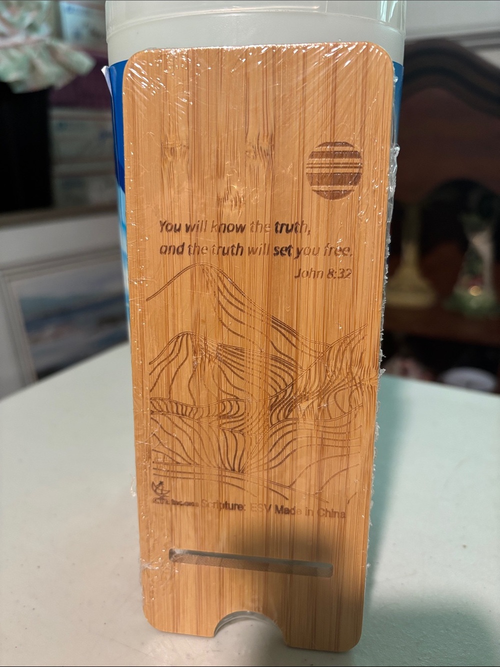 Engraved Scripture phone holder